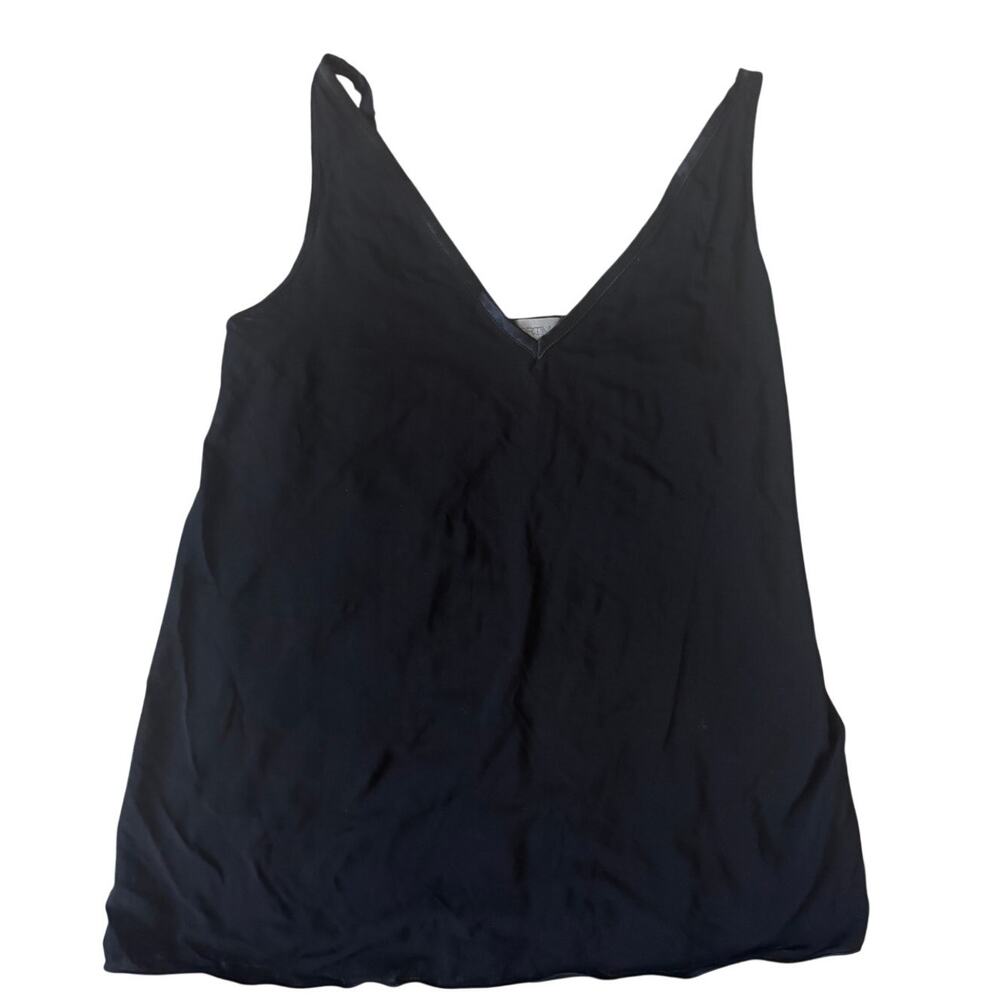 SPORTMAX | Black Minimalist Adjustable Strap V-Neck Tank | Size Medium